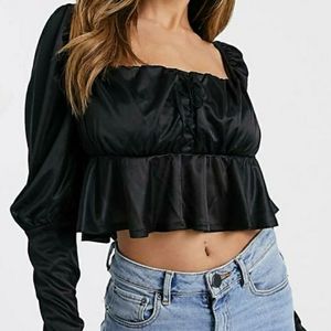 Asos Design square neck top with peplum hem 4